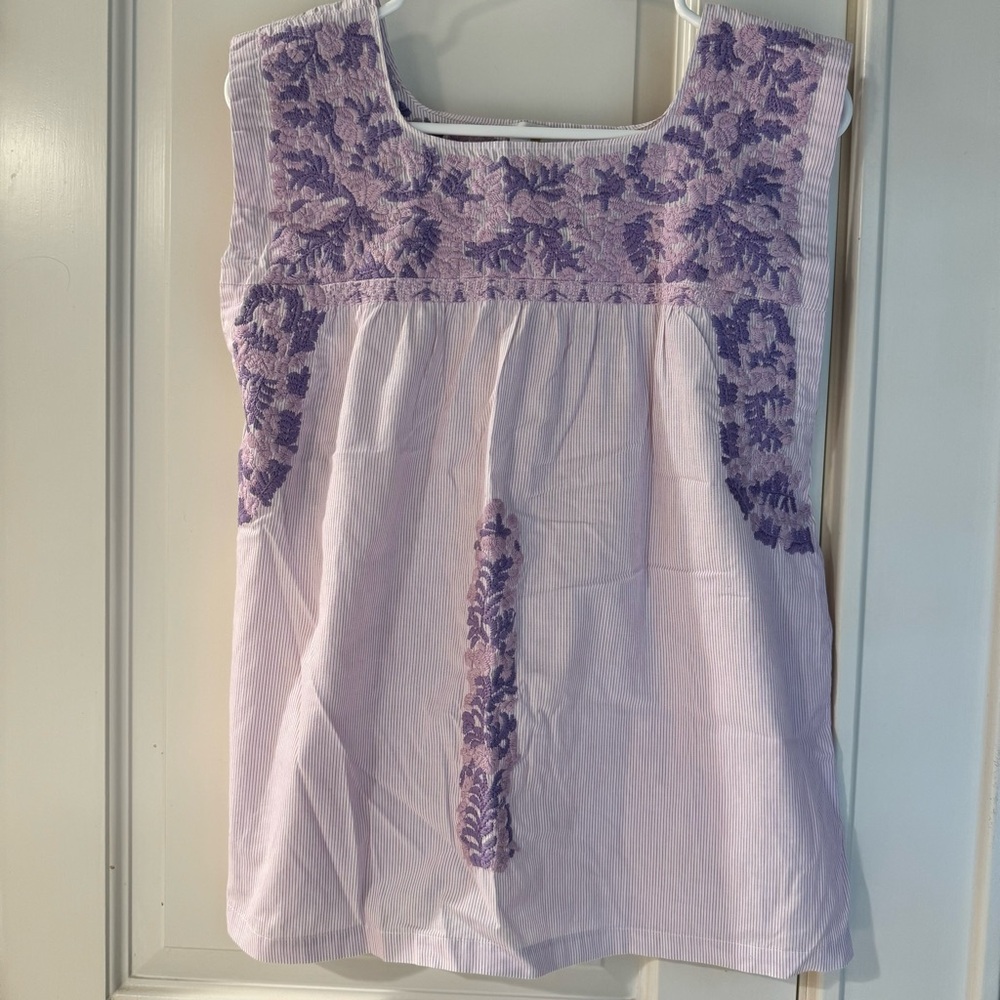 J. Marie Purple Embroidered Women's Blouse